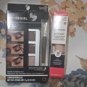 COVERGIRL Easy Breezy Brow Kit 705 Rich Brown, Outlast Concealer 805 Ivory Lot